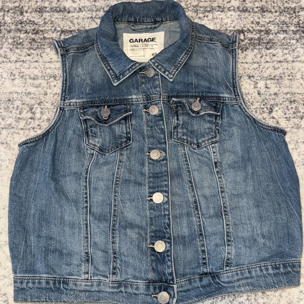 GARAGE Denim Vest – Classic Fit – Medium Blue Wash – Size M